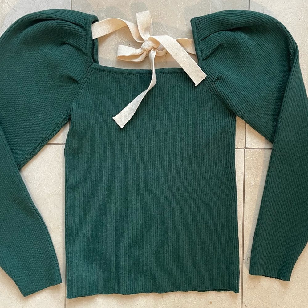 Chicwish Green Sweater with Bow Detail